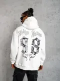 Erkek 98 Baskılı Kapşonlu Sweat - Beyaz
