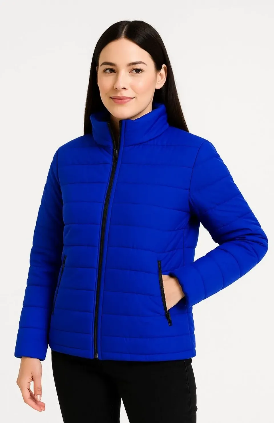 Kadın Bomber Mont Ceket – Su İtici Kumaş, Kapitone Astarlı, Fermuarlı, Kışlık - Saks Mavisi