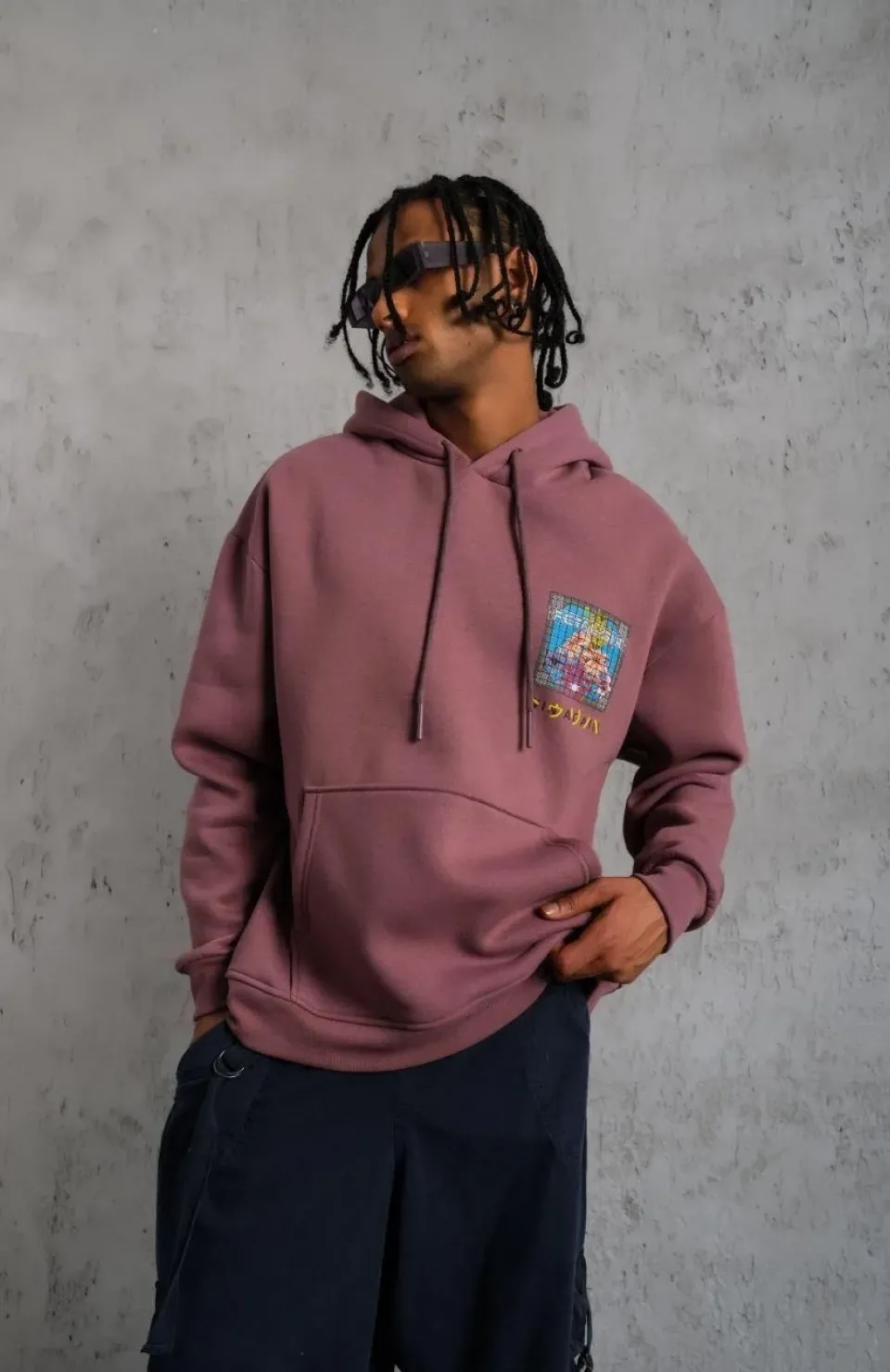 Erkek Patel Six Baskılı Kapüşonlu Sweat - Gül Kurusu Somersan Giyim | Kadın, Erkek ve Çocuk Moda