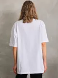 Unisex Bisiklet Yaka 20/1 Düz Oversize T-Shirt - Beyaz