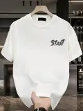 20/1 Penye Compack Start All Over Baskılı Oversize Bisiklet Yaka Kısa Kol Yazlık T-shirt - Beyaz