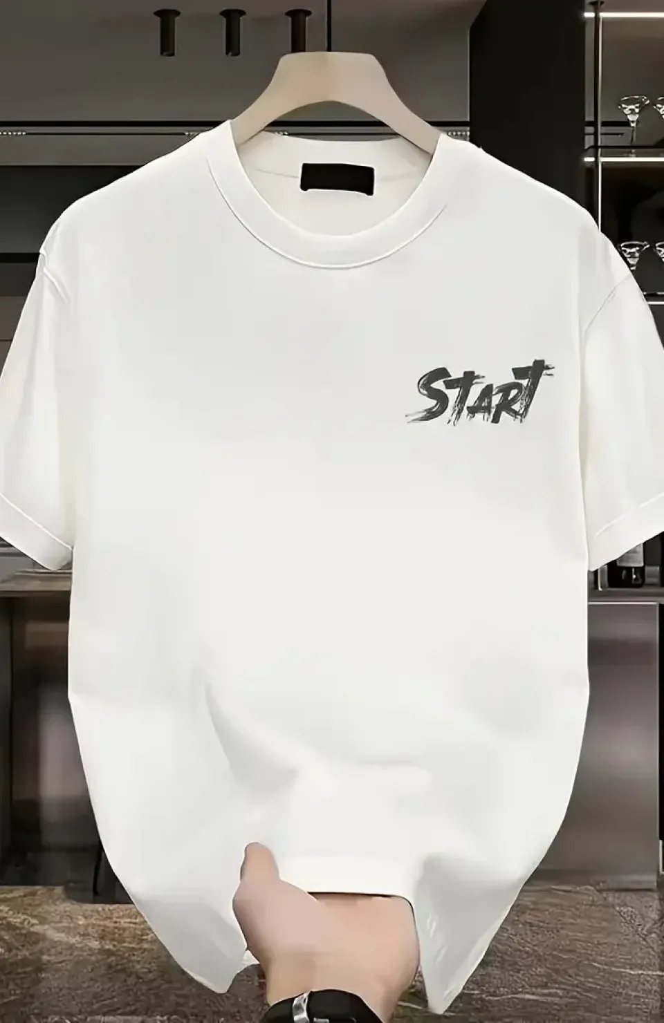 20/1 Penye Compack Start All Over Baskılı Oversize Bisiklet Yaka Kısa Kol Yazlık T-shirt - Beyaz