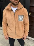 Erkek Polar Fermuarlı Sweatshirt – Kapüşonsuz, Cepli, Yumuşak Dokulu, Oversize Rahat Kalıp, Kışlık Sıcak Tutan Fermuarlı Üst - Kahverengi