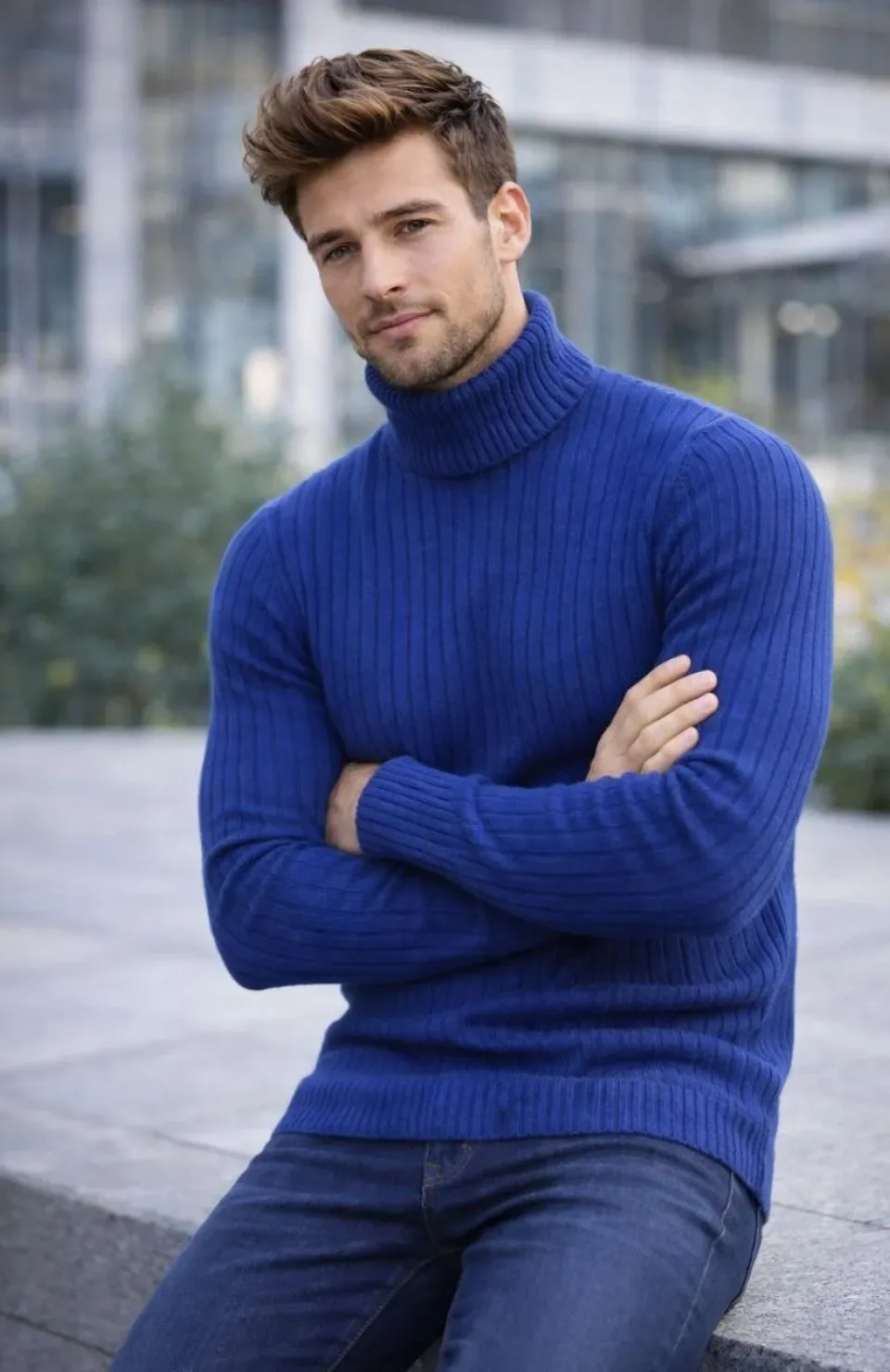 Erkek Balıkcı Yaka Bağazlı Triko Kazak Pamuklu Kalın Fitilli Dokuma, Regular Fit Uzun Kollu Kışlık Model - İndigo Somersan Giyim | Kadın, Erkek ve Çocuk Moda