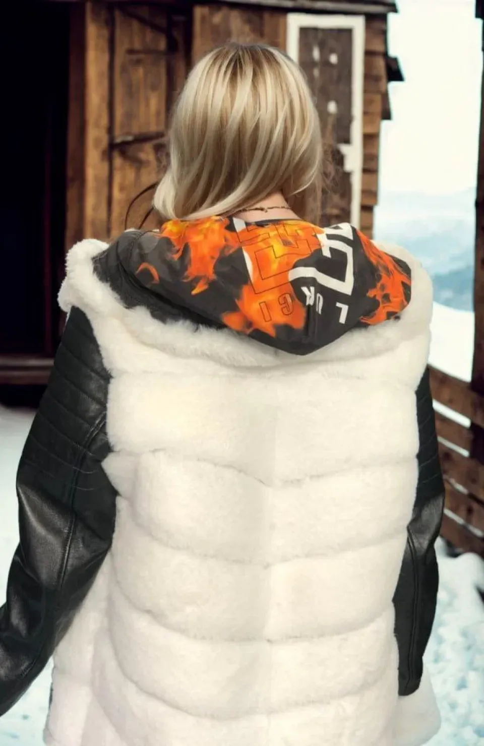 Kadın Hakiki Deri ve Suni Kürk - Beyaz