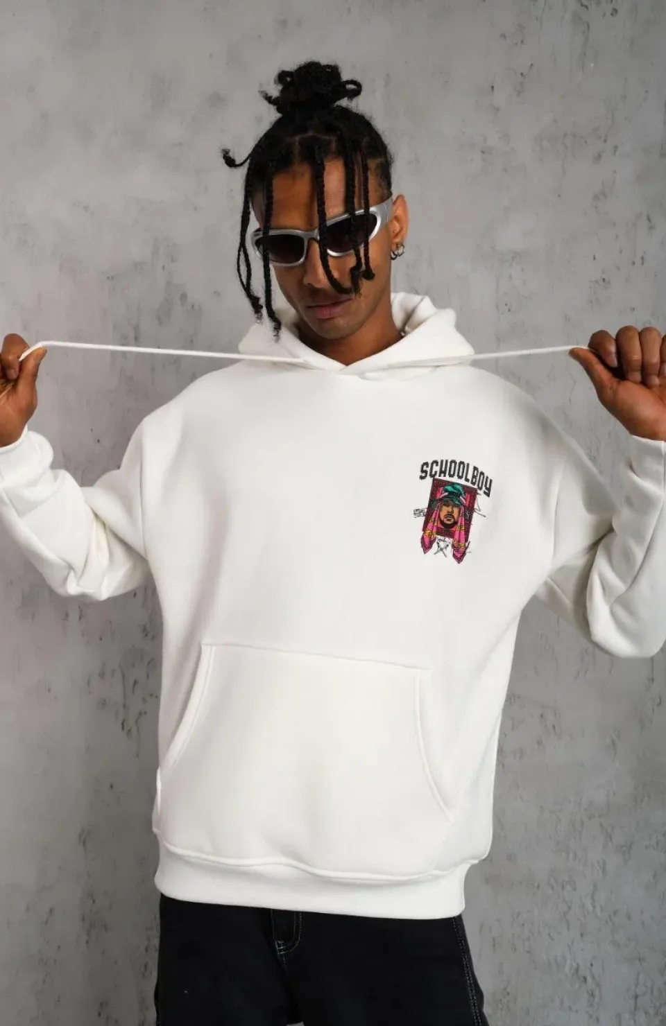 Erkek SCHOOL BOY Baskılı Kapüşonlu Sweat - Beyaz