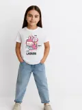 Kız Labubu Çocuk Baskılı T-Shirt - Beyaz