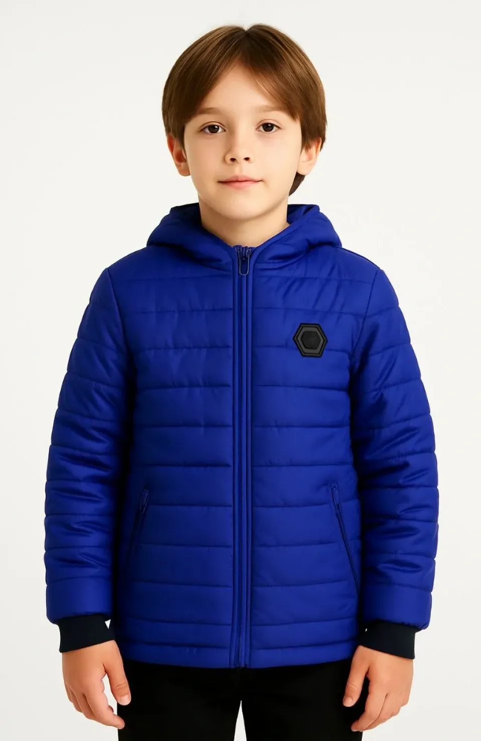 Erkek Çocuk Mont İçi Pelüş kürk Astarlı, Kapüşonlu Fermuarlı Kışlık Şişme Sıcak Tutucu Mont - Saks Mavisi Somersan Giyim | Kadın, Erkek ve Çocuk Moda