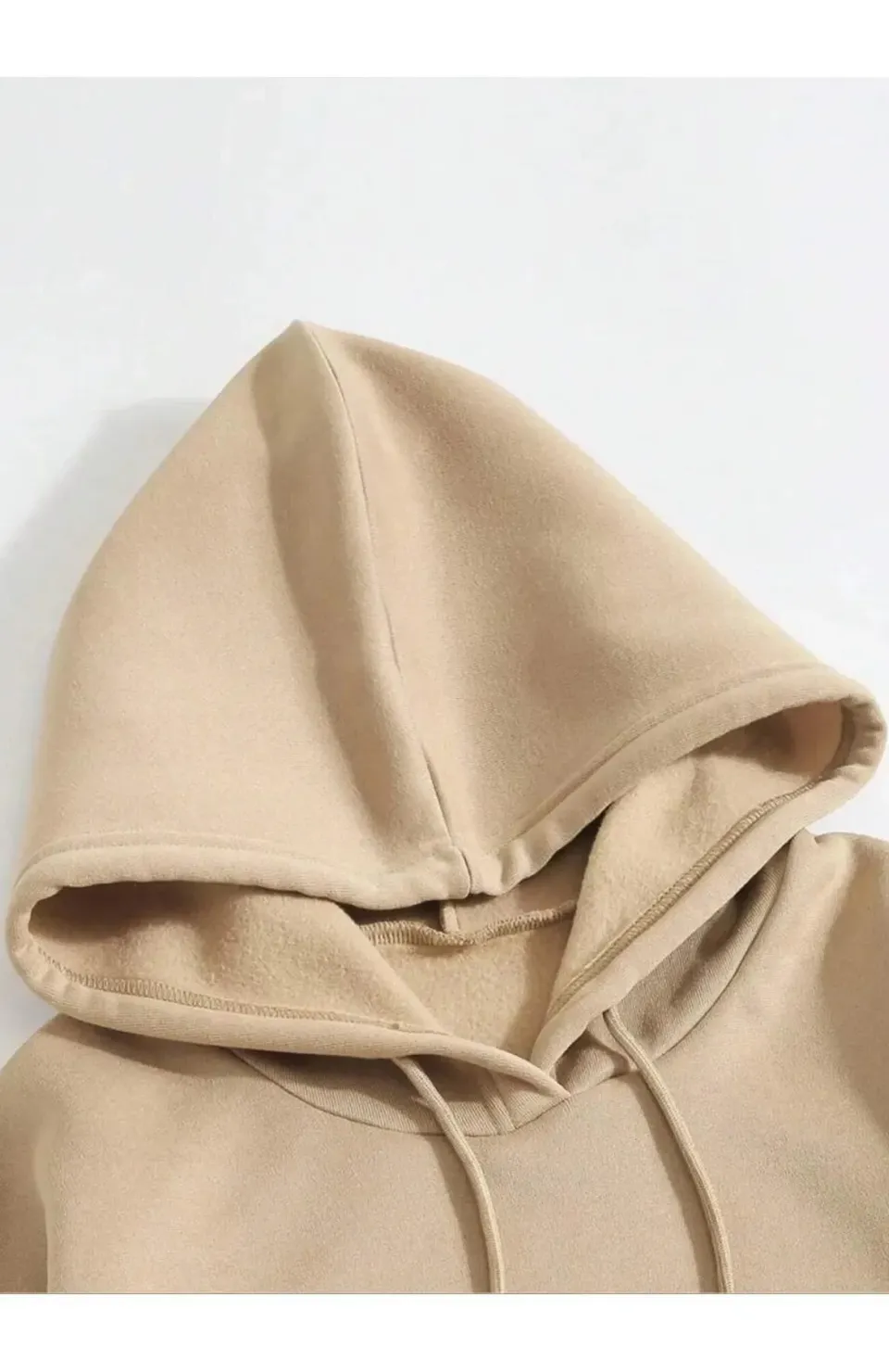 Erkek Düz Kapüşonlu Sweat - Bej