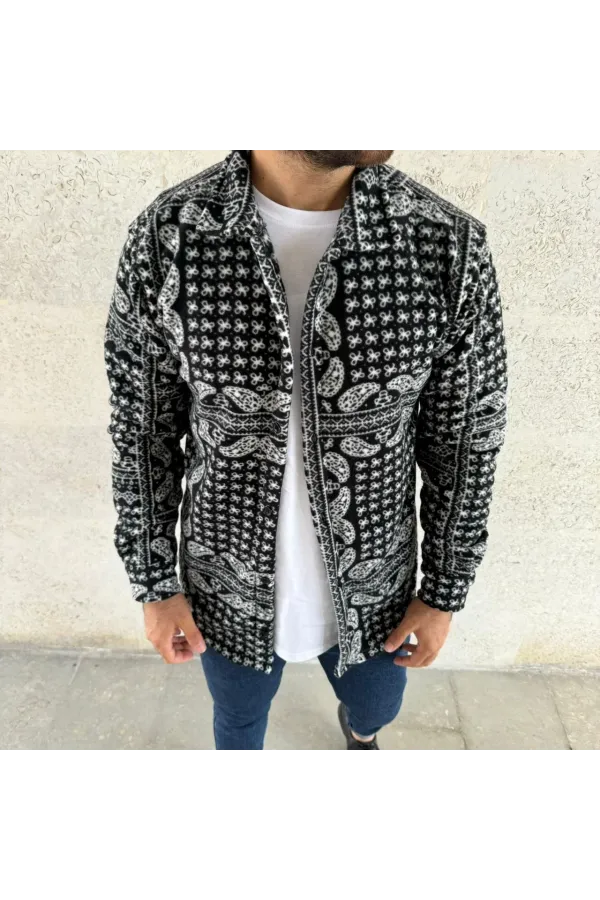 Erkek Polar Fermuarlı Sweatshirt – Kapüşonsuz, Cepli, Yumuşak Dokulu, Oversize Rahat Kalıp, Kışlık Sıcak Tutan Fermuarlı Üst - Siyah