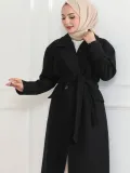 Kadın Düğmeli İçi Astarlı Kaşmir Kaşe Kaban - Siyah Somersan Giyim | Kadın, Erkek ve Çocuk Moda