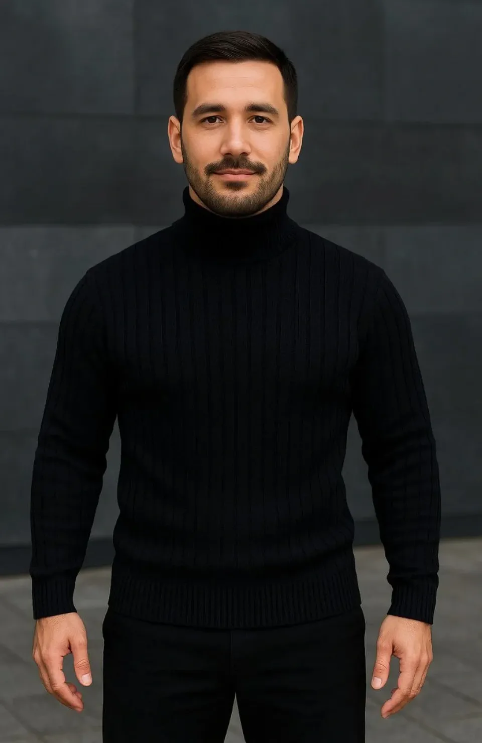 Erkek Fitilli Triko Kazak 2li Set Bej Siyah Regular Balıkcı Yaka Tam Boğazlı Triko Seti Modeli Kazak Somersan Giyim | Kadın, Erkek ve Çocuk Moda