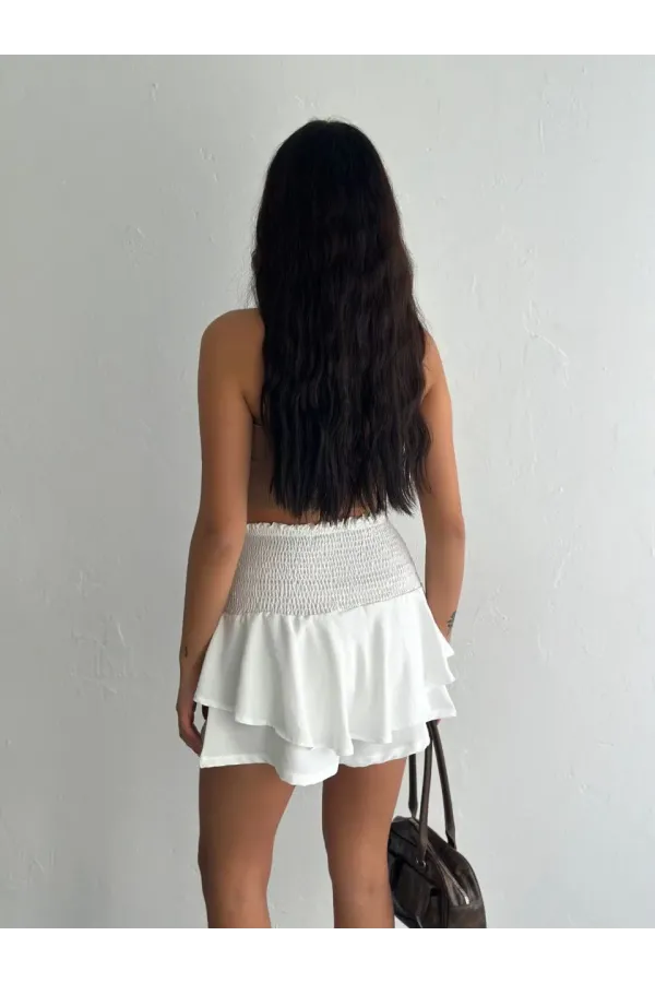 Ayrobin Şortlu Etek - Beyaz
