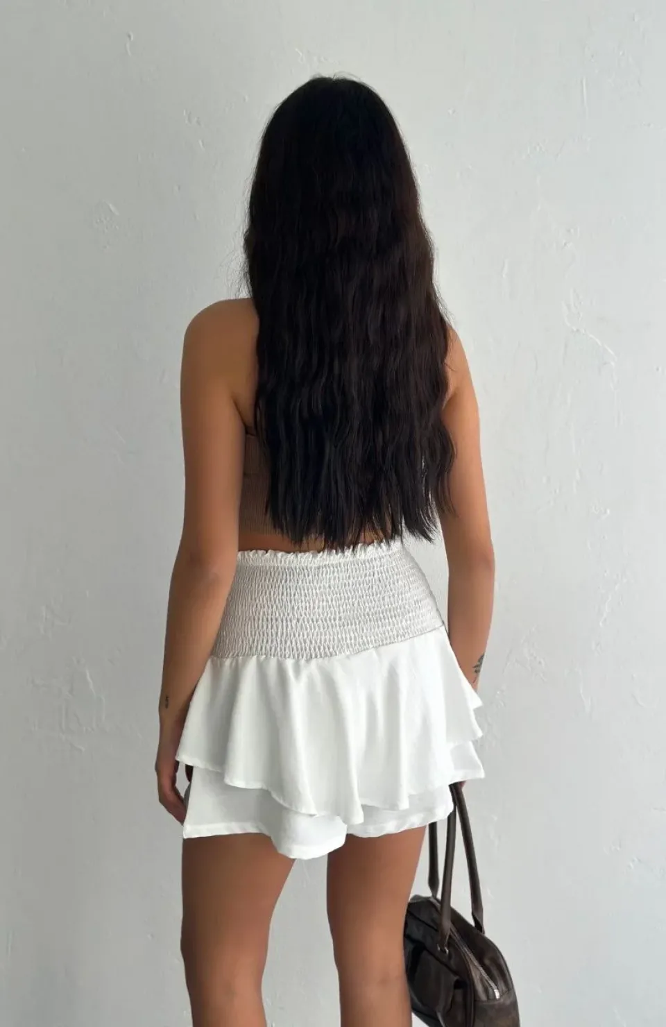 Ayrobin Şortlu Etek - Beyaz