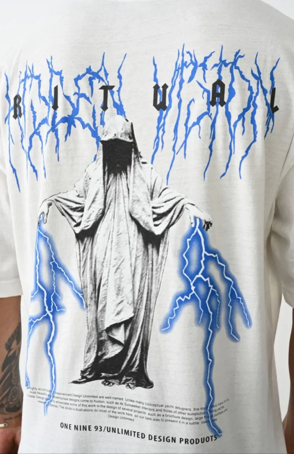 Unisex Baskılı Oversize T-Shirt - Beyaz