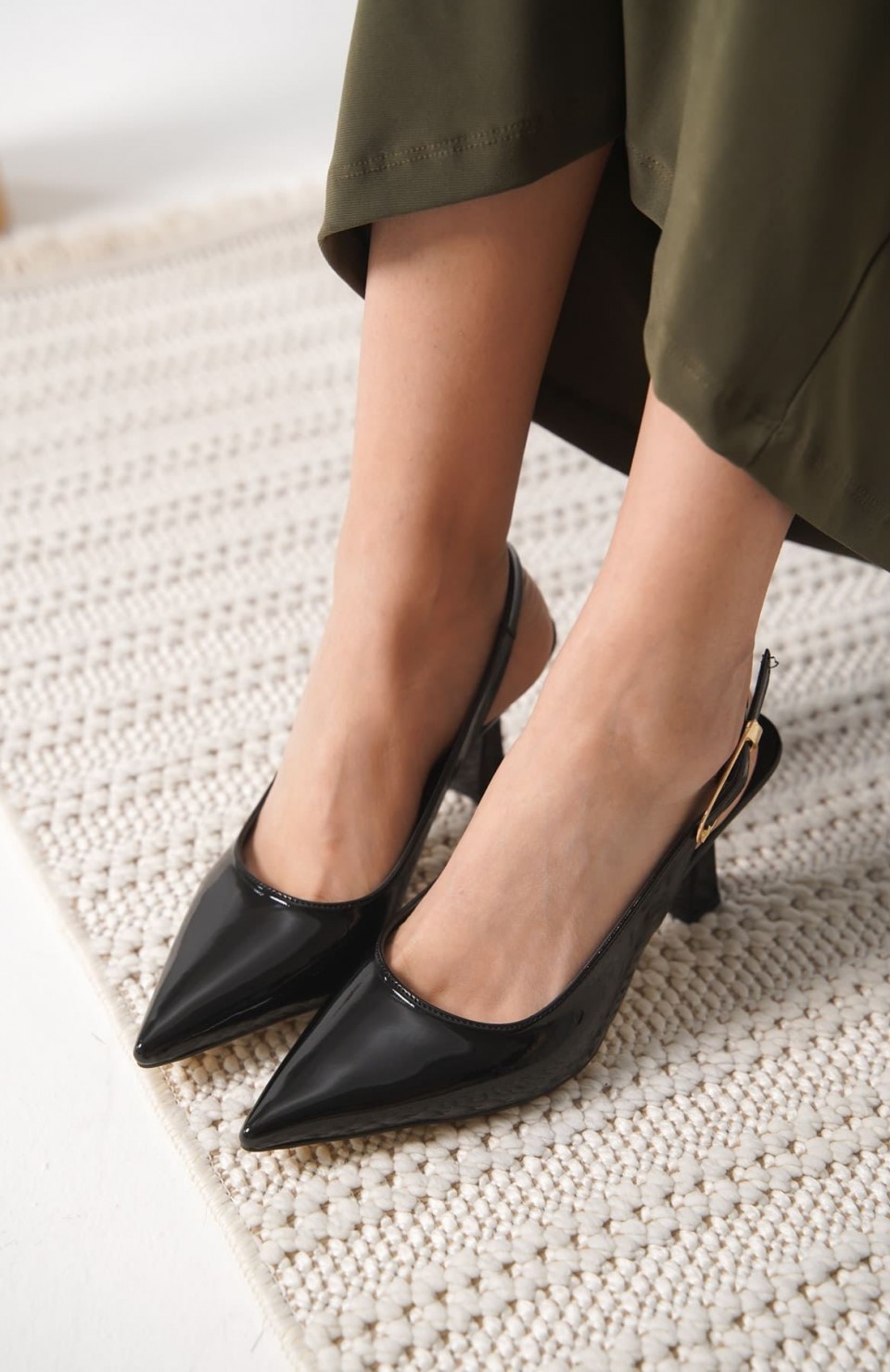 Kadın Siyah Rugan Topuklu Ayakkabı TR20MS01A Somersan Giyim | Kadın, Erkek ve Çocuk Moda