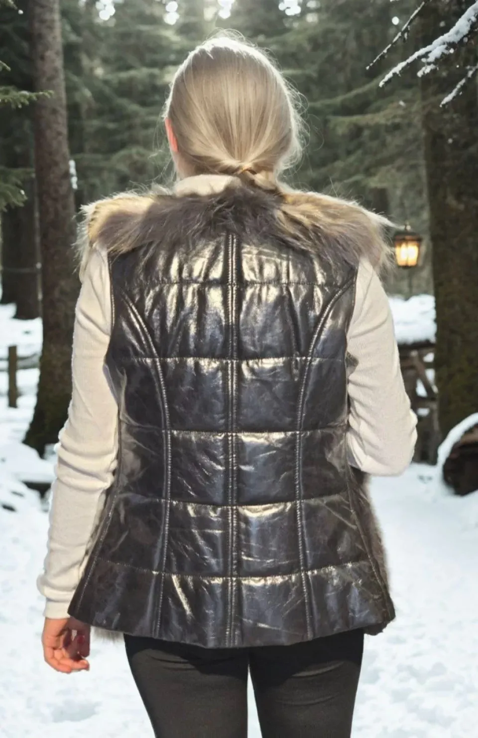 Kadın Kolsuz Fermuarlı Yelek - Siyah