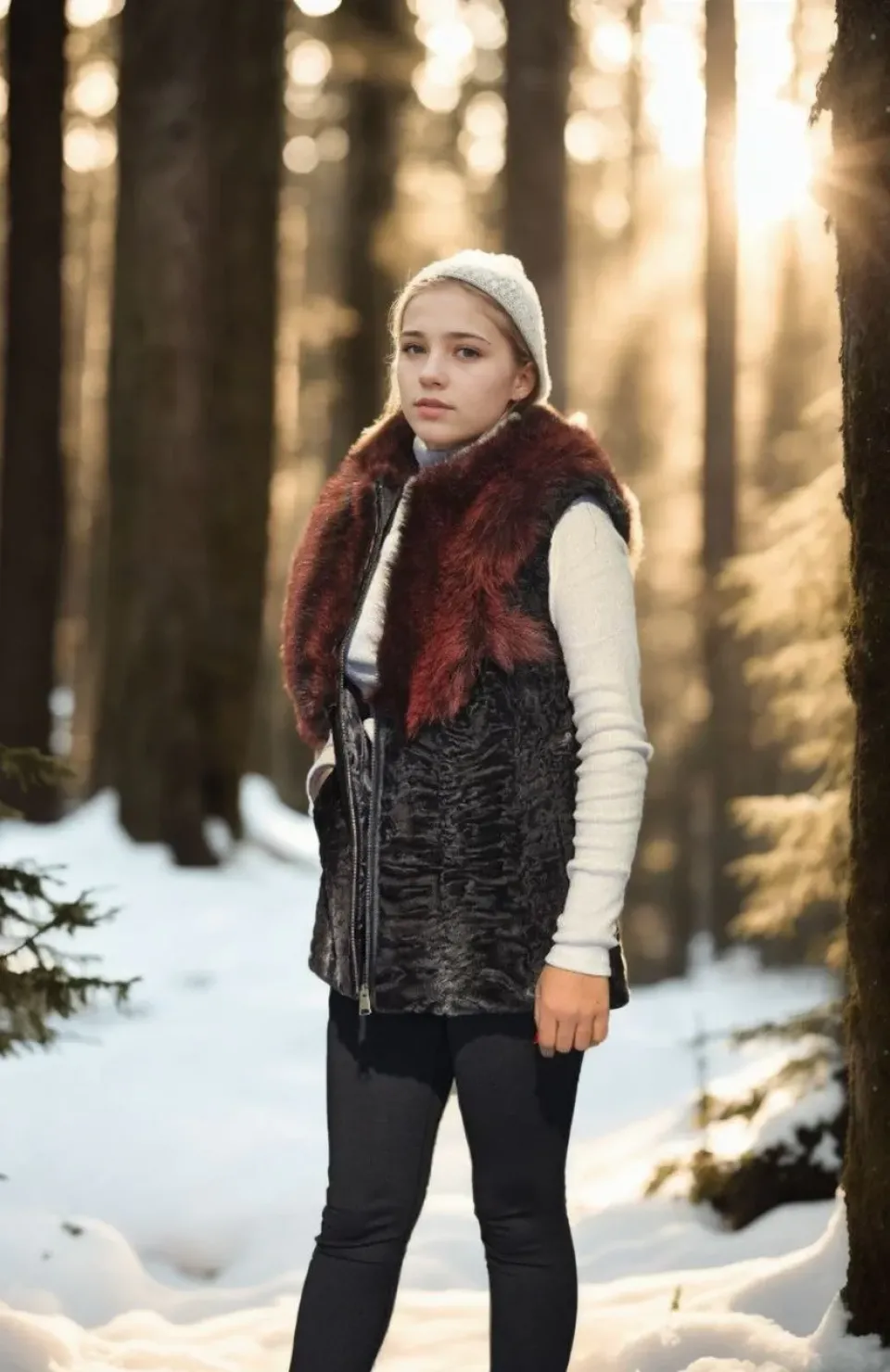 Kadın Kolsuz Hakiki Kürk - Siyah