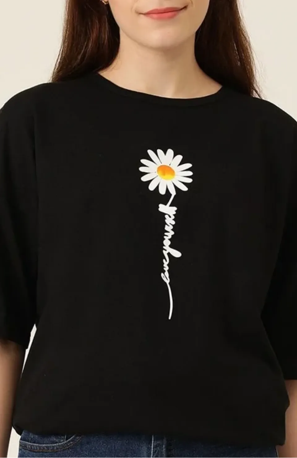 Baskılı Kadın T-shirt - Siyah