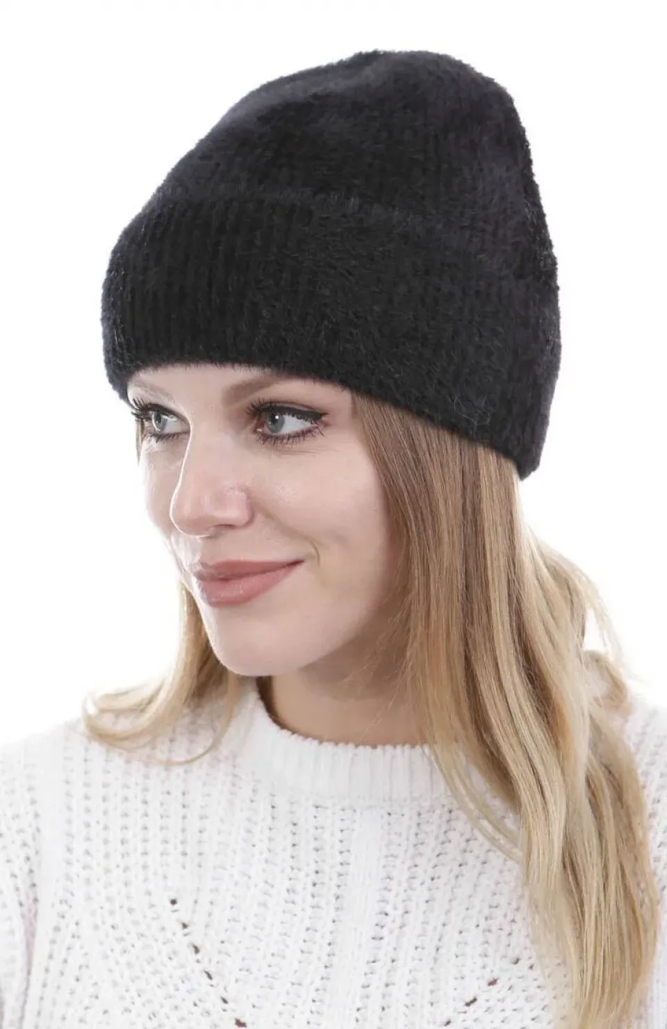 Unisex Tam Kalıp İnce Sakallı Triko Bere - Siyah