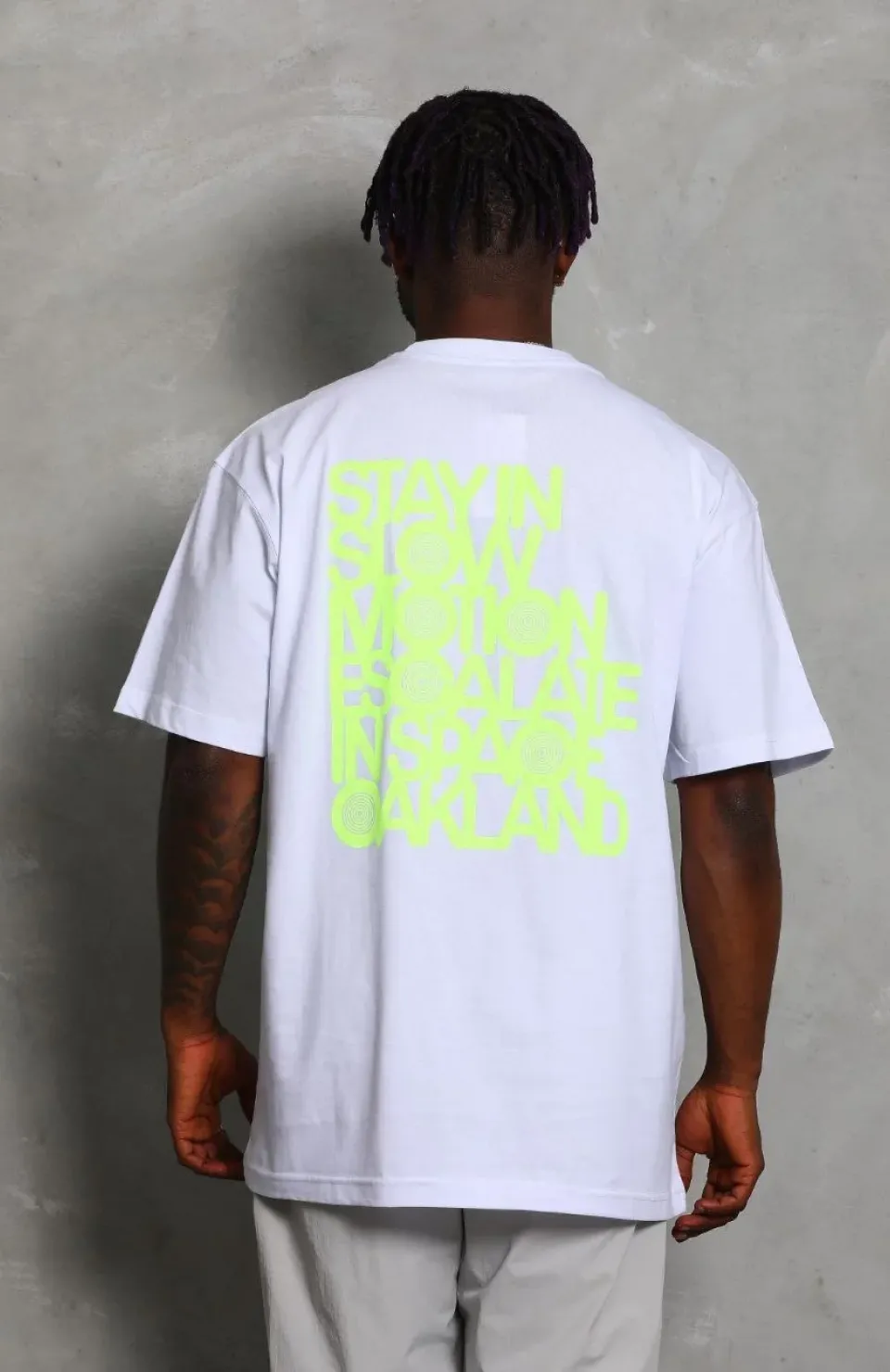 Unisex Oversize Baskılı Bisiklet Yaka T-Shirt - Beyaz