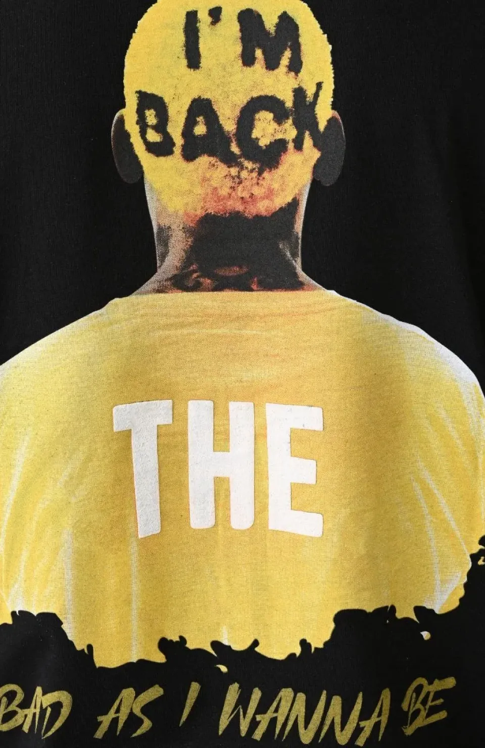 Unisex Bisiklet Yaka Baskılı Oversize T-Shirt - Siyah