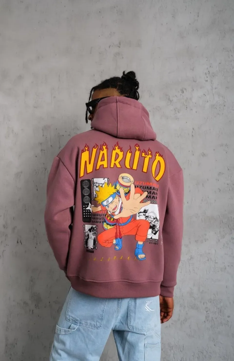 Erkek Baskılı Sweat Kapüşonlu - Gül Kurusu Somersan Giyim | Kadın, Erkek ve Çocuk Moda