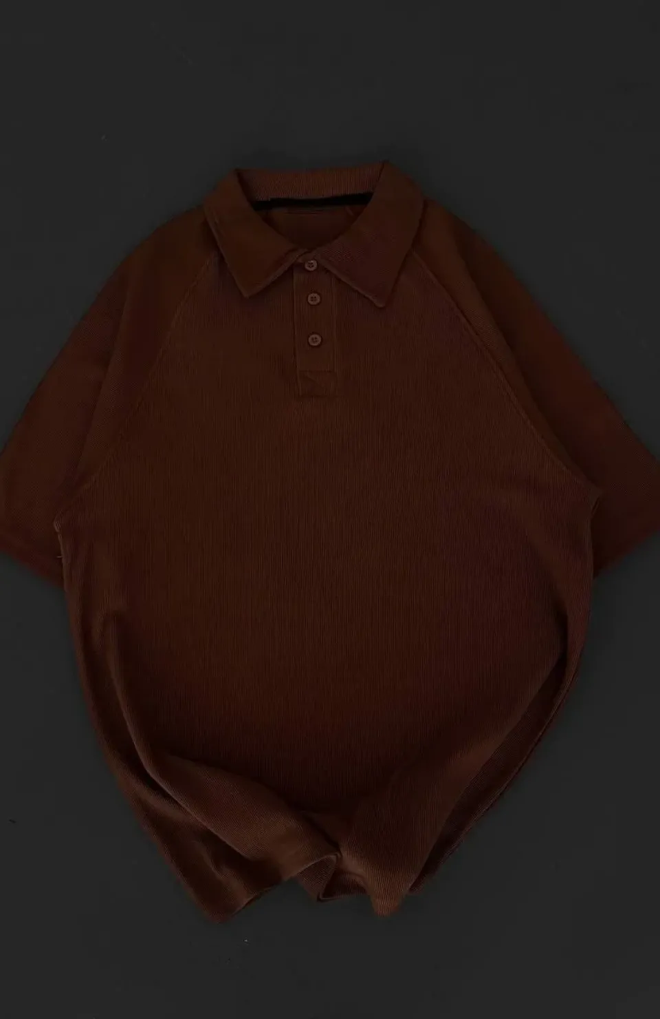 Yakalı Patlı Kısa Kol T-shirt - Kahverengi