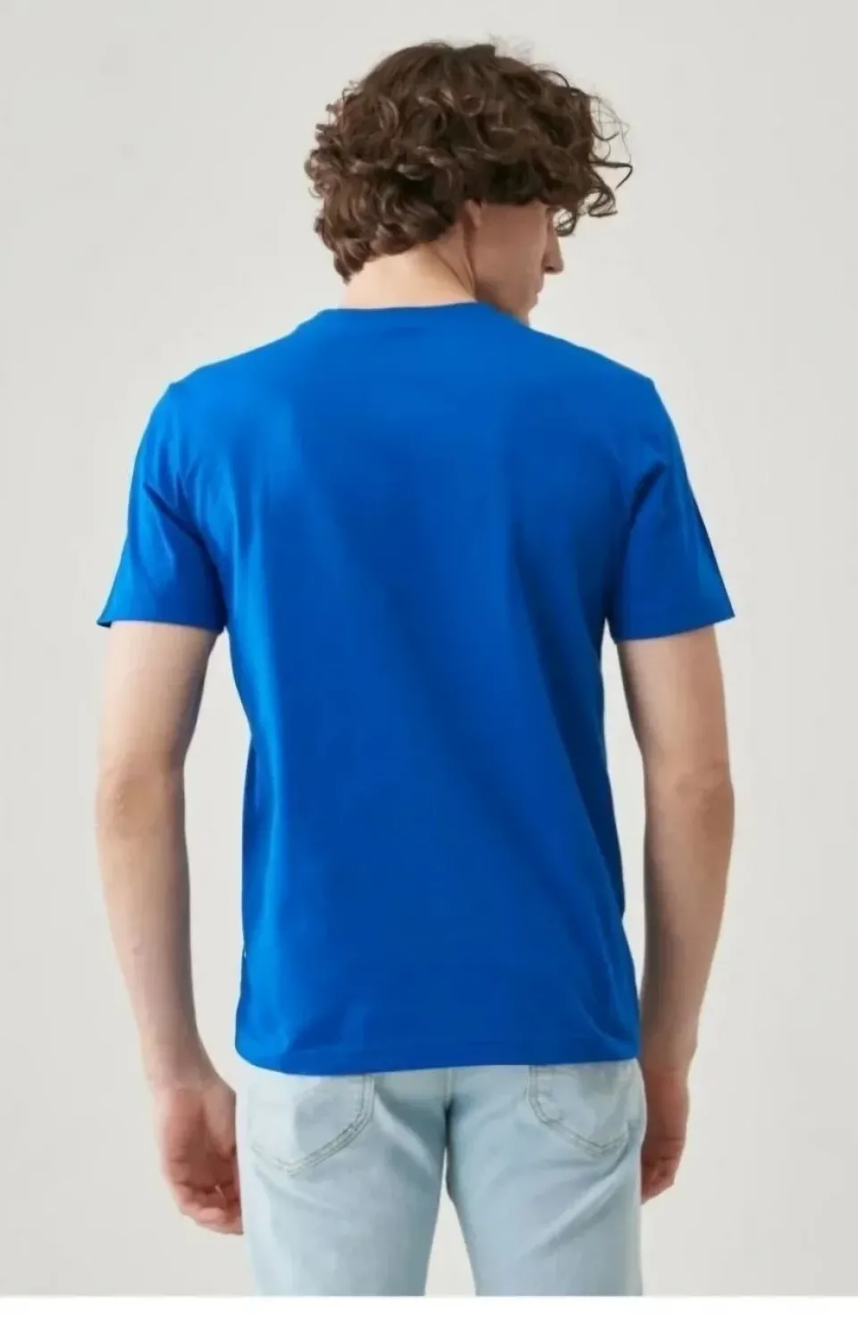 Erkek 24/1 Düz A Kalite Oversize T-shirt - Mavi