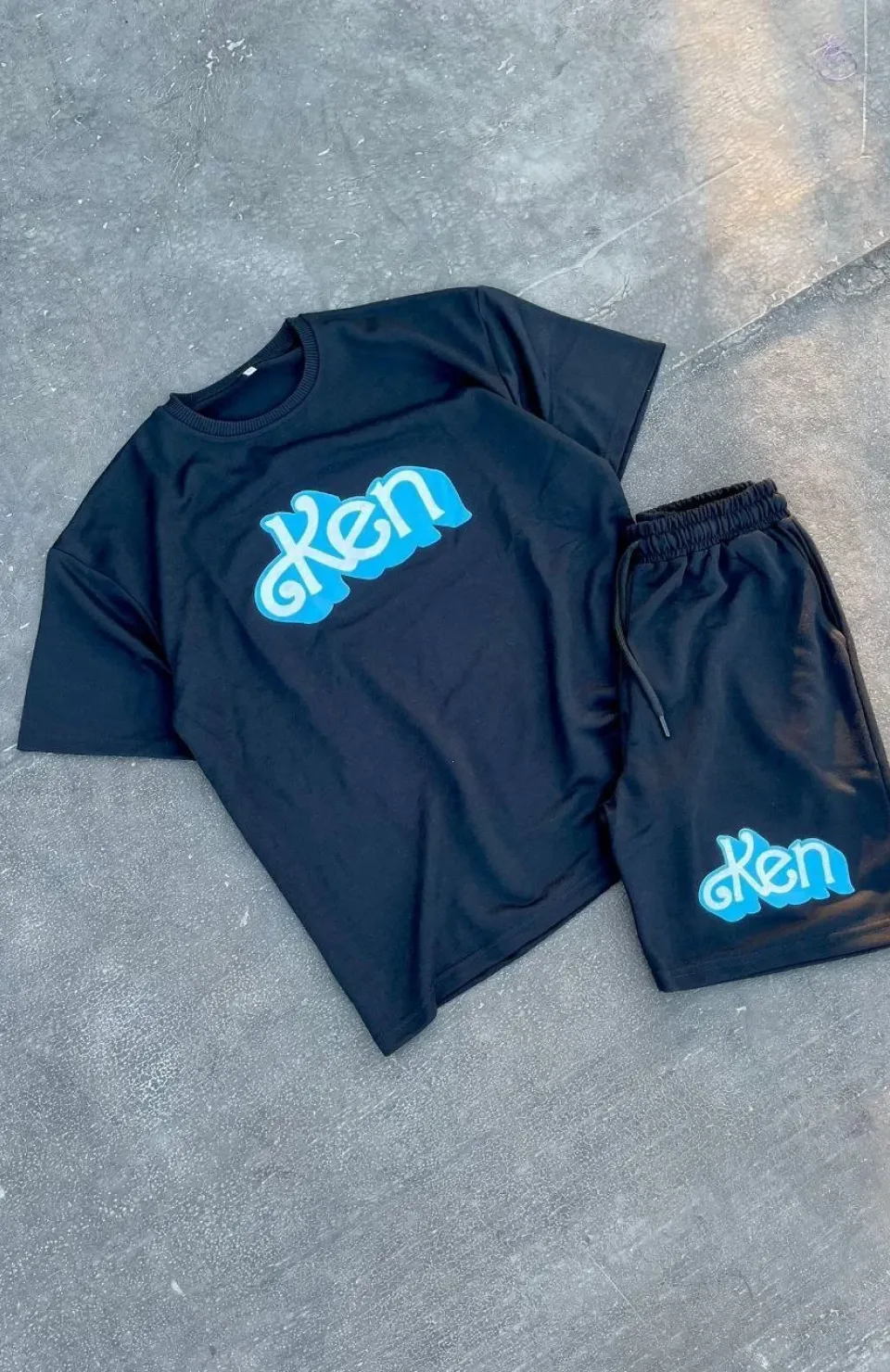 Erkek Baskılı İkili Şort Takım - Siyah