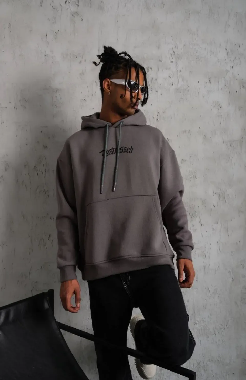 Erkek Üç İplik Baskılı Kapüşonlu Sweat - Gri Somersan Giyim | Kadın, Erkek ve Çocuk Moda