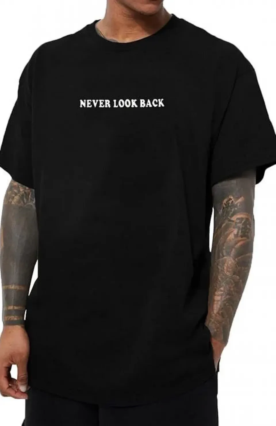 Erkek Bisiklet Yaka Kısa Kol Baskılı T-shirt - Siyah