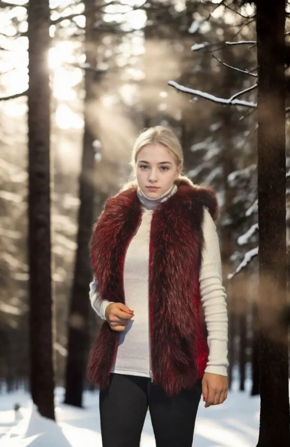 Kadın Kolsuz Fermuarlı Yelek - Kırmızı