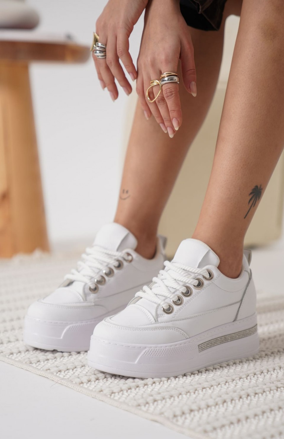 Beyaz Kadın Gizli Topuklu Sneaker TR04MS01B Somersan Giyim | Kadın, Erkek ve Çocuk Moda