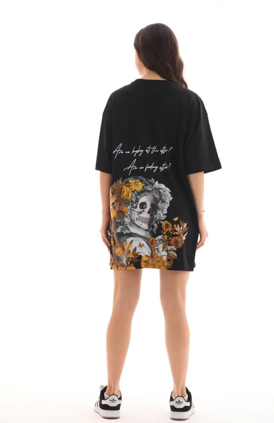 Unisex Bisiklet Yaka Baskılı Oversize T-Shirt - Siyah Somersan Giyim | Kadın, Erkek ve Çocuk Moda