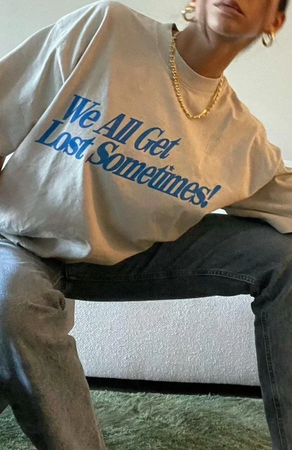 Unisex Baskılı Oversize T-Shirt - Beyaz