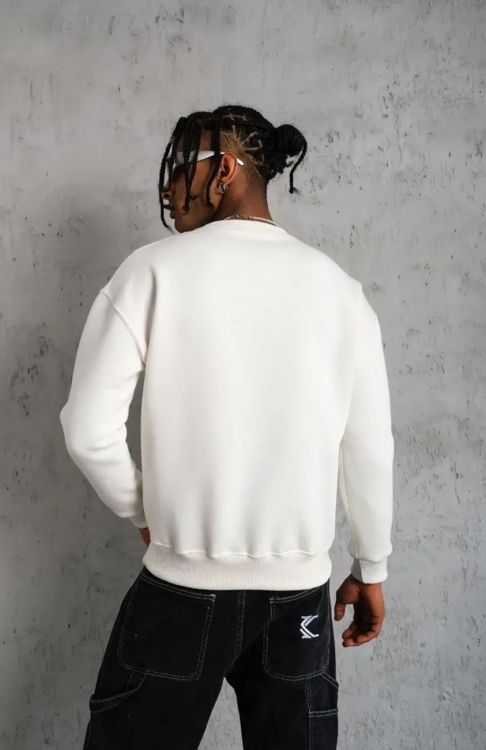 Erkek Düz Bisiklet Yaka Sweat - Beyaz Somersan Giyim | Kadın, Erkek ve Çocuk Moda