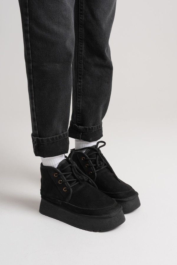 Kadın Siyah Kışlık İçi Kürklü Kalın Taban Bot TR04MK02A