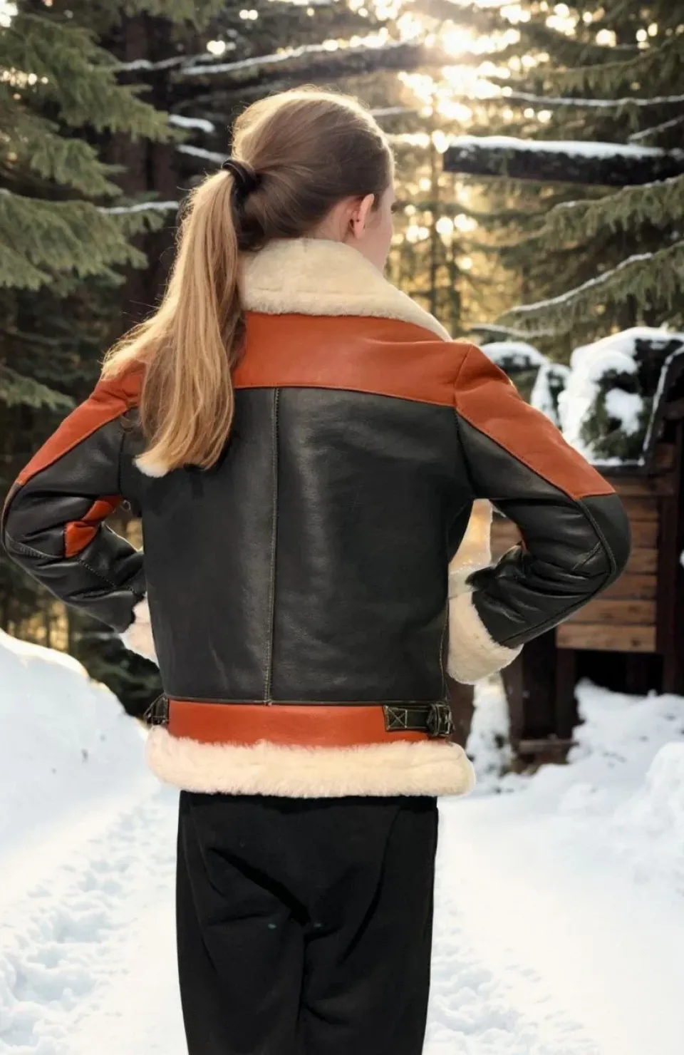 Çocuk Yakalı Parçalı Kürk - Kiremit Somersan Giyim | Kadın, Erkek ve Çocuk Moda