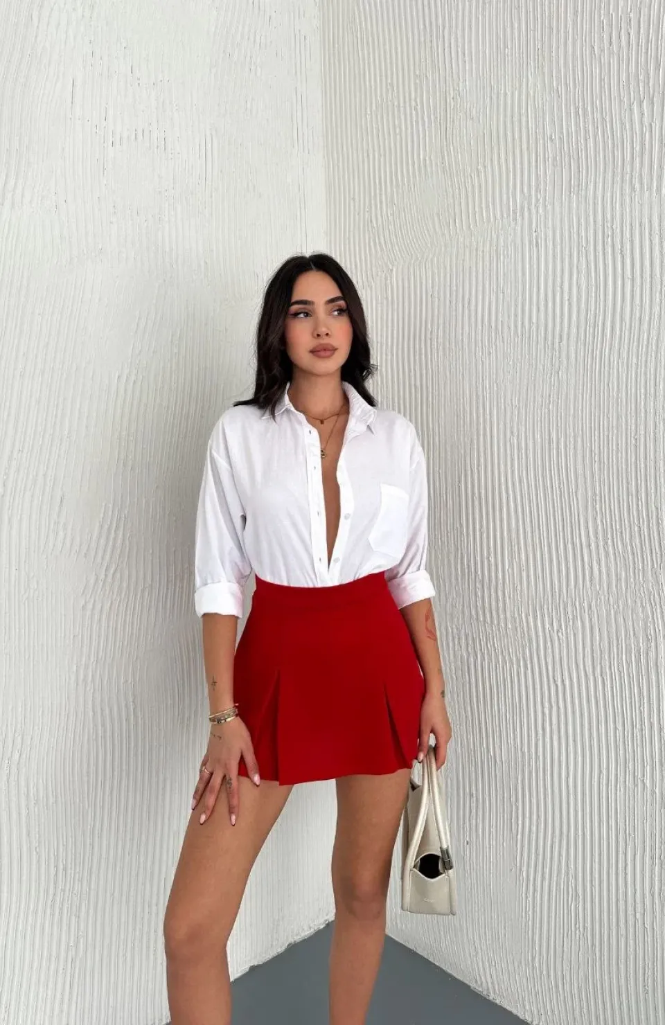 Kadın Şortlu Etek - Kırmızı