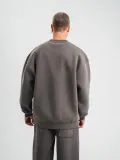 Uzun Kol Bisiklet Yaka Basic SweatShirt - Füme