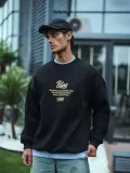 Kışlık Bisiklet Yaka Ön Ve Arka Baskılı SweatShirt - Siyah