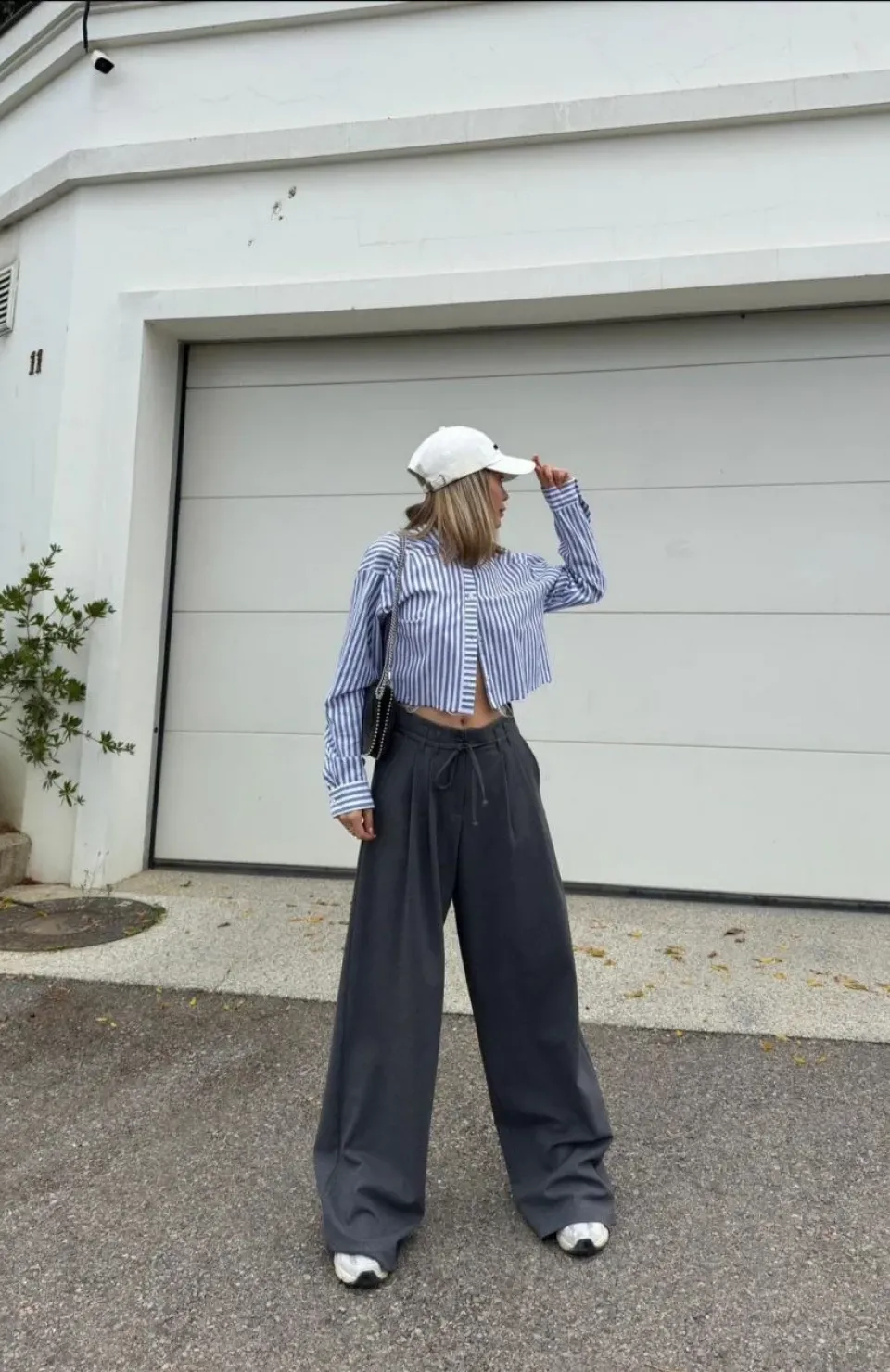 Bağcıklı Palazzo Bol Paça Pantolon - Gri