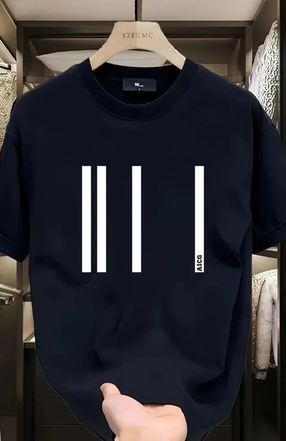 AICG Ön Arka Baskılı Bisiklet Yaka Kadın Oversize Bisiklet Yaka T-shirt - Siyah