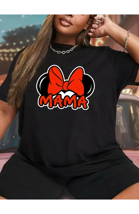 Anneler Günü Baskılı T-shirt - Siyah