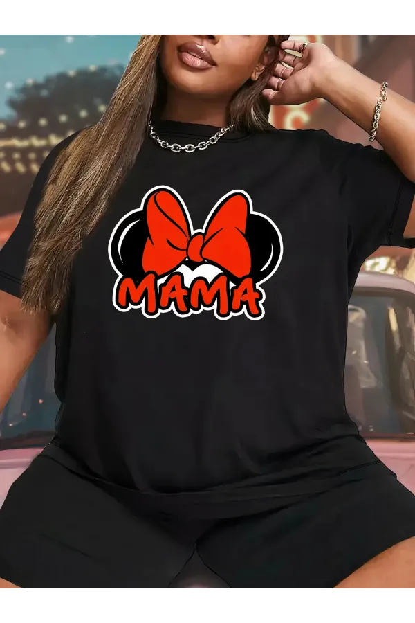 Anneler Günü Baskılı T-shirt - Siyah