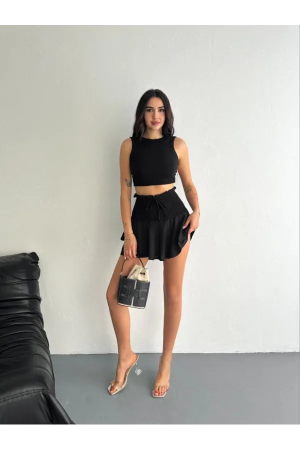 Ayrobin Şortlu Etek - Siyah