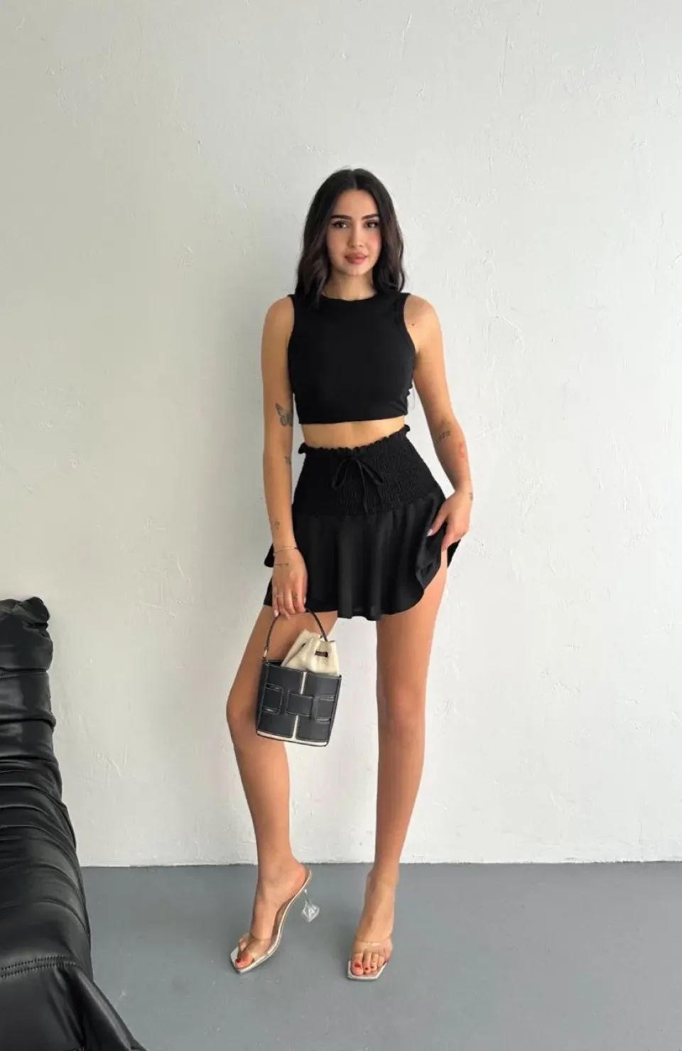 Ayrobin Şortlu Etek - Siyah