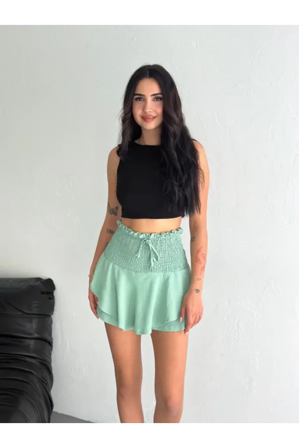 Ayrobin Şortlu Etek - Su Yeşili