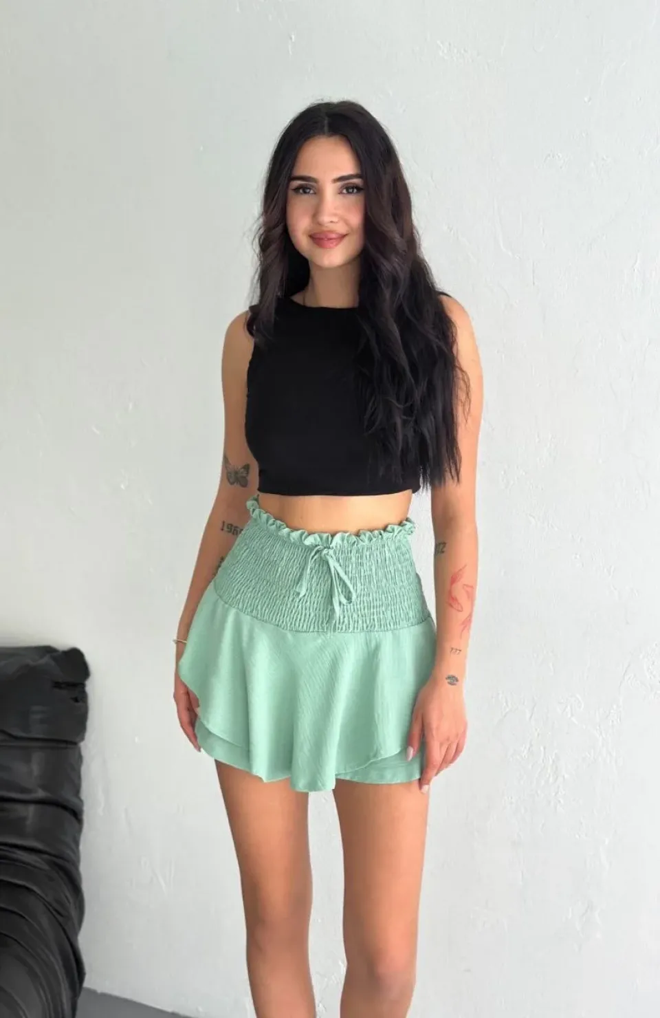 Ayrobin Şortlu Etek - Su Yeşili